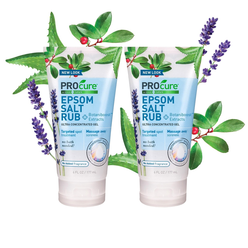 PROcure Epsom Salt Rub Gel – Concentrated Muscle Relief with Organic Aloe Vera & Essential Oils for Aches, Soreness & Tension – 2 Pack