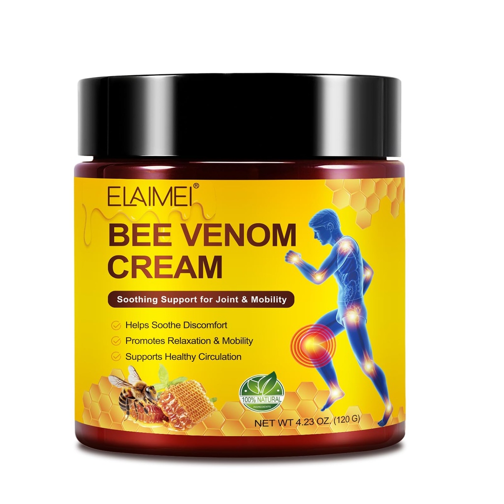 Bee Venom Cream for Joints & Muscle Comfort - Formulated with Chondroitin, Fast-Absorbing Gel for Back, Knee, Hands, Neck, Feet, 120g