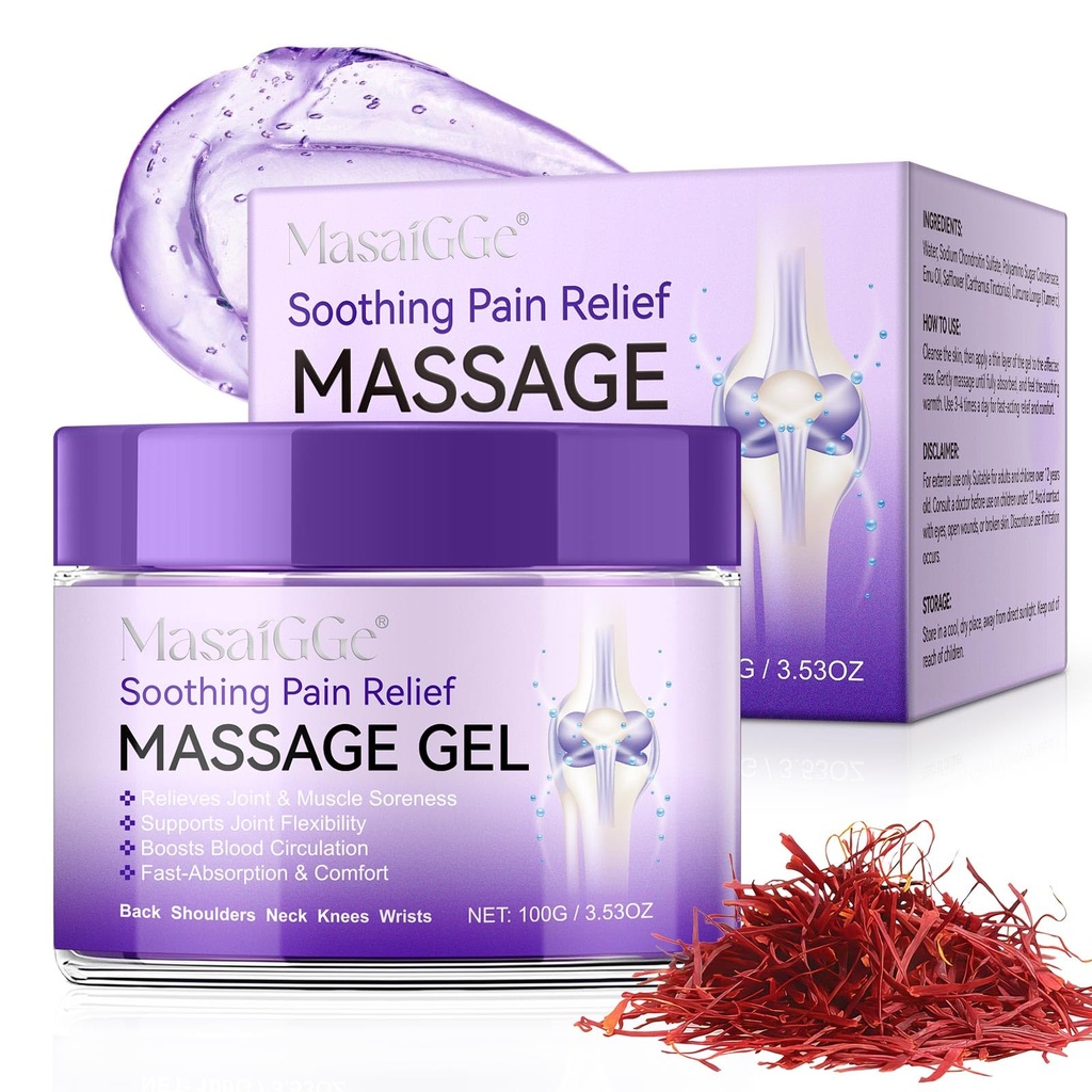 Soothing Massage Gel - Joint Massage Purple Gel, Natural Ingredients & Fast-Absorbing for Soothing Joint, Shoulder, Knee, Back & Muscle Stiffness