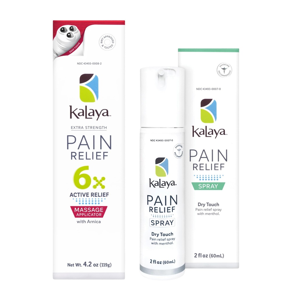 Kalaya 6X Pain Relief Arnica Cream with Massager and Active Pain Relief Spray for Joint & Muscle Pain