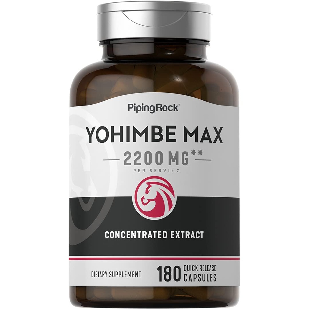 Piping Rock Yohimbe Supplements for Men | 180 Capsules | Max Concentrated Extract | with Pausinystalia Yohimbe | Non-GMO, Gluten Free Supplement