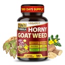 Horny Goat Weed 600 mg with Yohimbine, Tongkat Ali, Maca, Tribulus & Panax Ginseng – 8-in-1 Strength & Vitality Support – 180 Capsules – Vegatot – Gluten-Free, Lab Verified