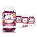 Lunakai USA Made Super Hair Gummies with Biotin, Zinc, Horsetail Extract & Saw Palmetto - Hair Growth Vitamins for Women & Men – Supports Thicker, Longer, Stronger Tresses, Skin & Nails - 3 Pack