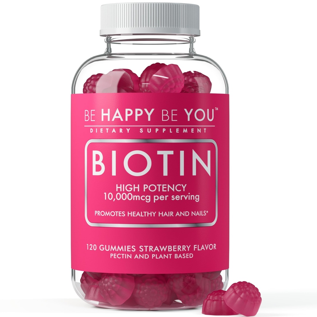 Biotin Gummies 10,000mcg – 120 Count – Supports Healthy Hair & Stronger Nails – Fast Absorption Supplement for Men & Women – Vegan, Non-GMO, Pectin, Gelatin Free – Made in USA