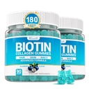Biotin Gummies 10,000mcg with Collagen - 23-in-1 Hair Growth Gummies for Women & Men - Hair Skin and Nails Gummies with Keratin & Saw Palmetto - Sugar Free Non-GMO, Blueberry, 180 Count