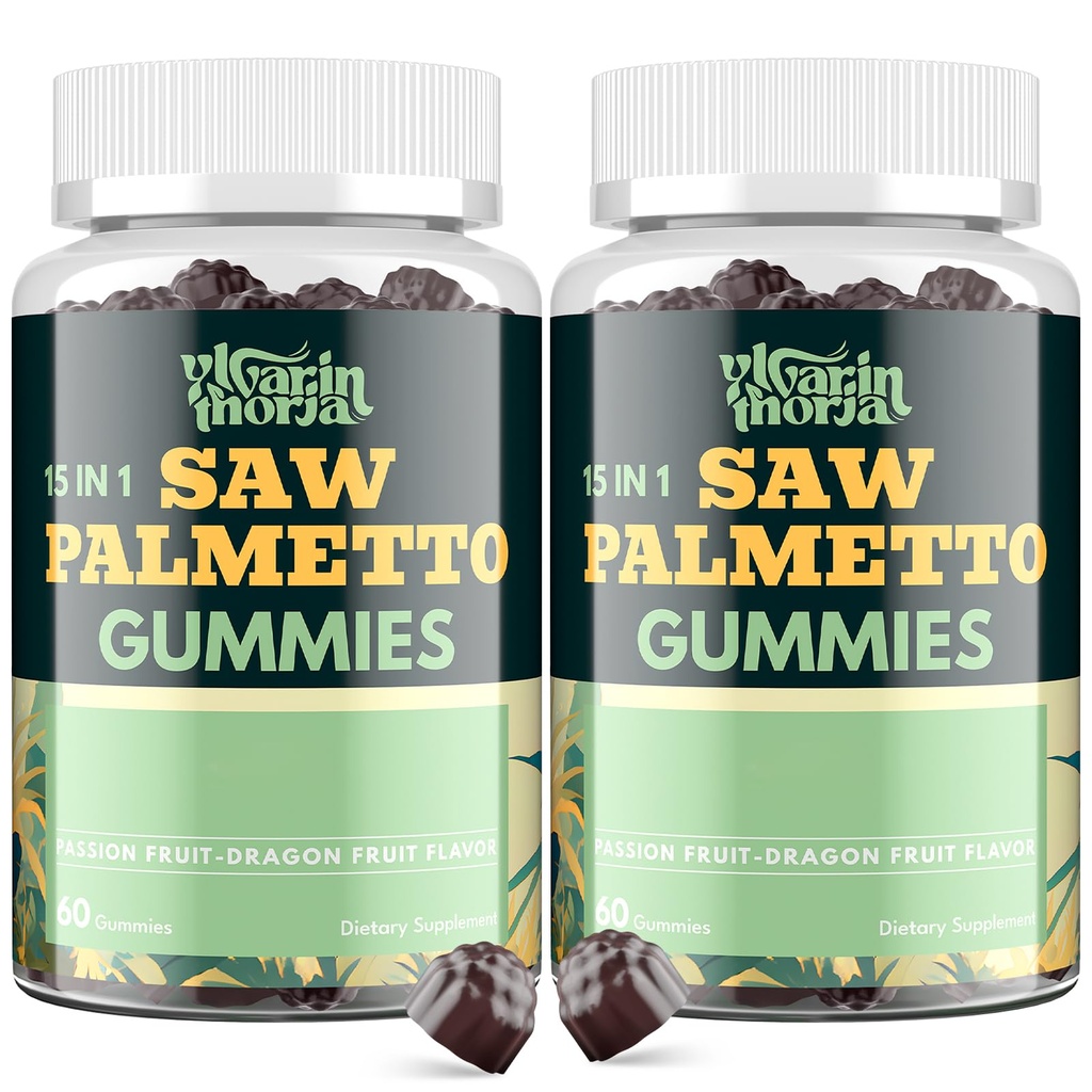 Saw Palmetto Gummies for Men – 600mg Extra Strength DHT Blocker with Biotin | Supports Prostate Health, Healthy Urinary Flow & Hair Growth–Hair Growth Supplements–Biotin Gummies–Pumpkin Seed Oil