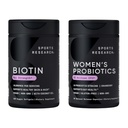 Sports Research® Beauty from Within Pack - Biotin 10,000mcg with Organic Coconut Oil + Daily Women's Probiotics 65 Billion CFU