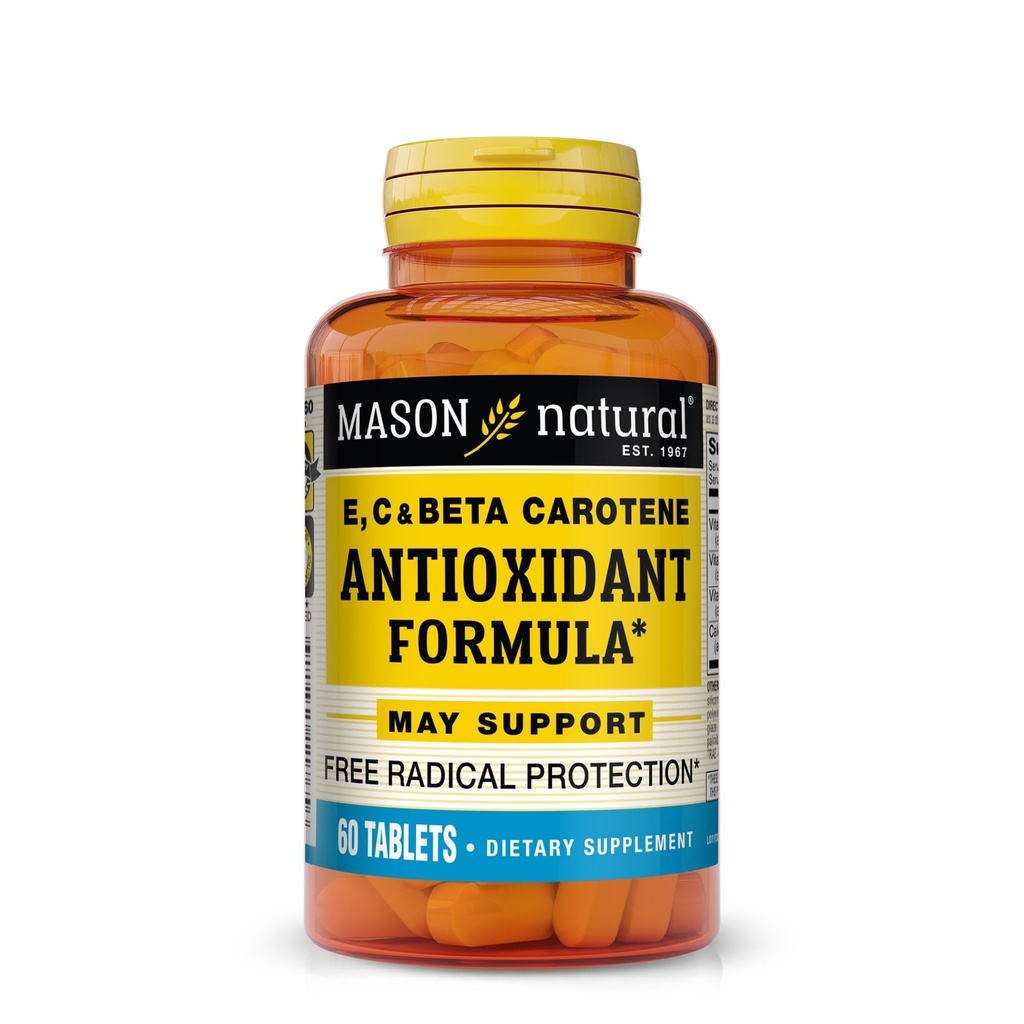 MASON NATURAL Vitamin E, C & A (Beta Carotene) - High Potency Antioxidant Formula to Fight Free Radicals and Support Overall Health*, 60 Tablets