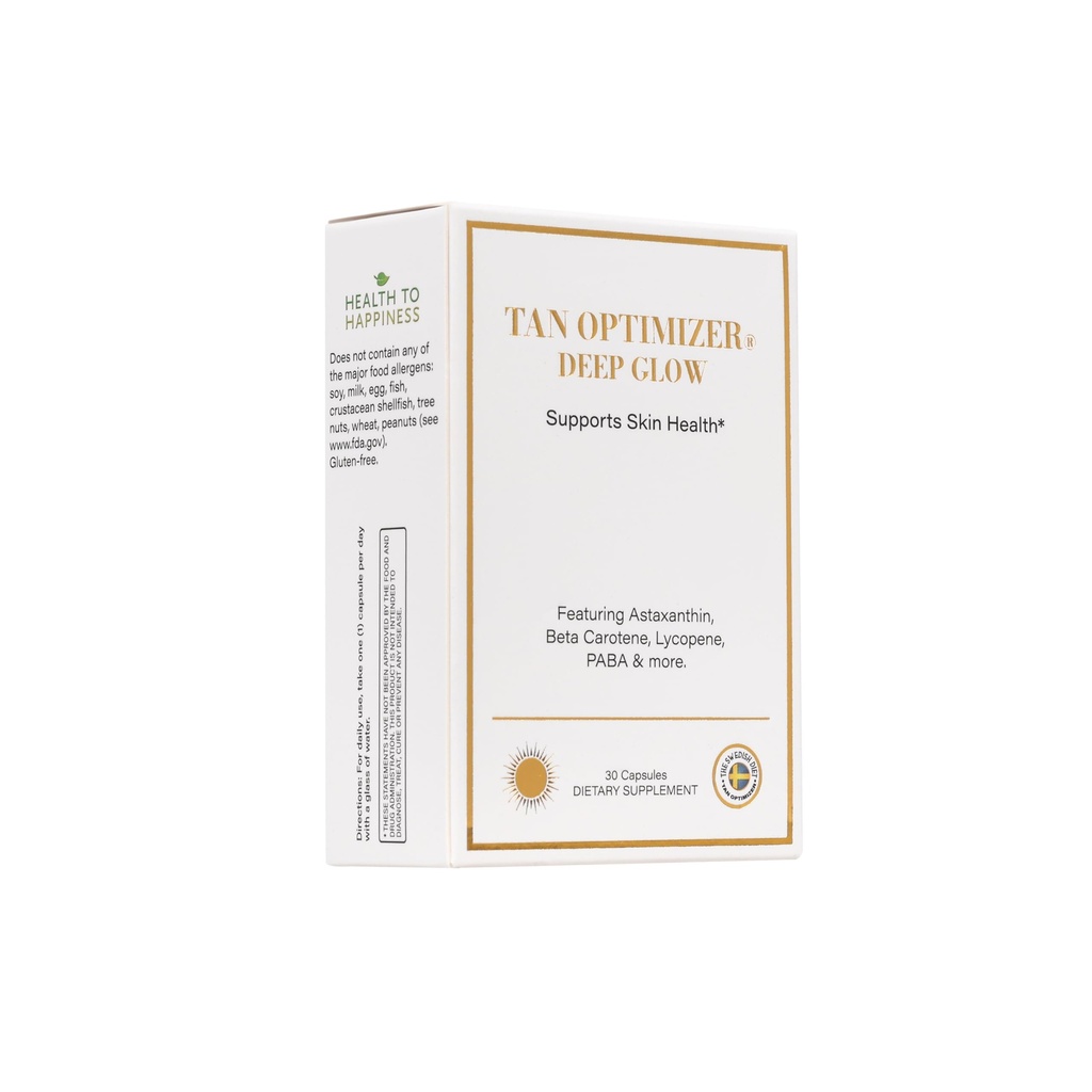 Tan Optimizer Deep Glow – Beauty-from-Within Skin Supplement with Astaxanthin, Beta-Carotene & Antioxidants – 30 Capsules
