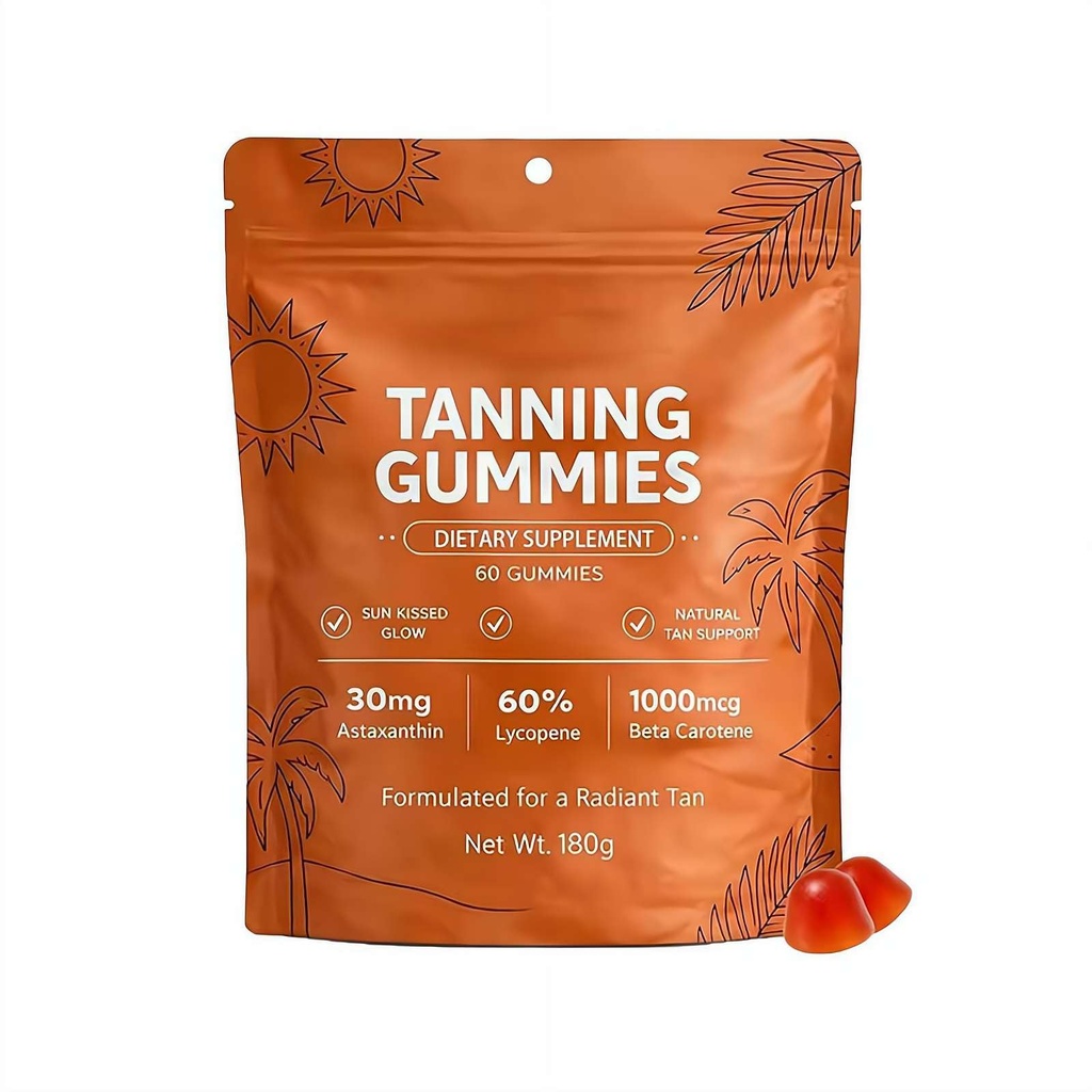 Savanna Skin Tanning Gummies, with Vitamin C & E, Astaxanthin, Beta Carotene, Skin Radiance & Hydration for Natural Looking Glow- 60