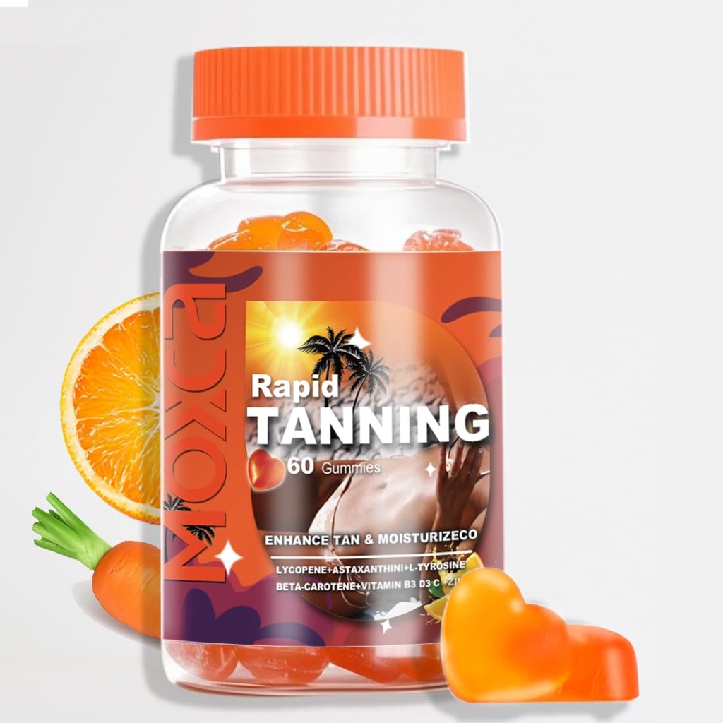 Vegan Beauty Gummies with Astaxanthin & Lycopene, Natural Skin Hydration & Anti-Aging Supplement, Beta Carotene, Vitamins A, C, D3 for Women, Immune Support, Marine Collagen Alternative