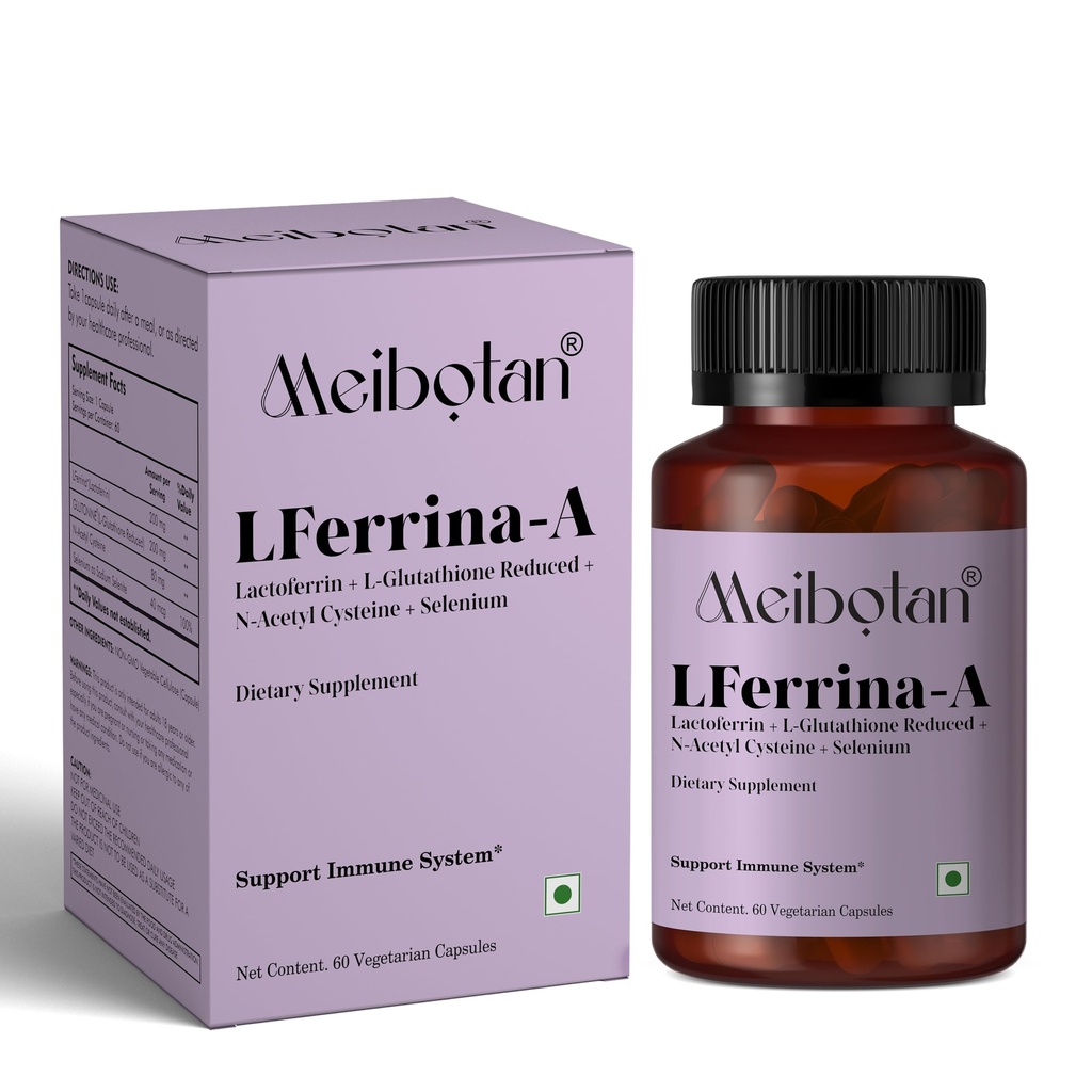 lactoferrin Supplement with L-Glutathione Reduced for Men's & Women's Boosts Immunity,Enhance Nutrient Absorption,Reduces Cellular Damage,Promotes Skin Health - 60 Veg Capsules