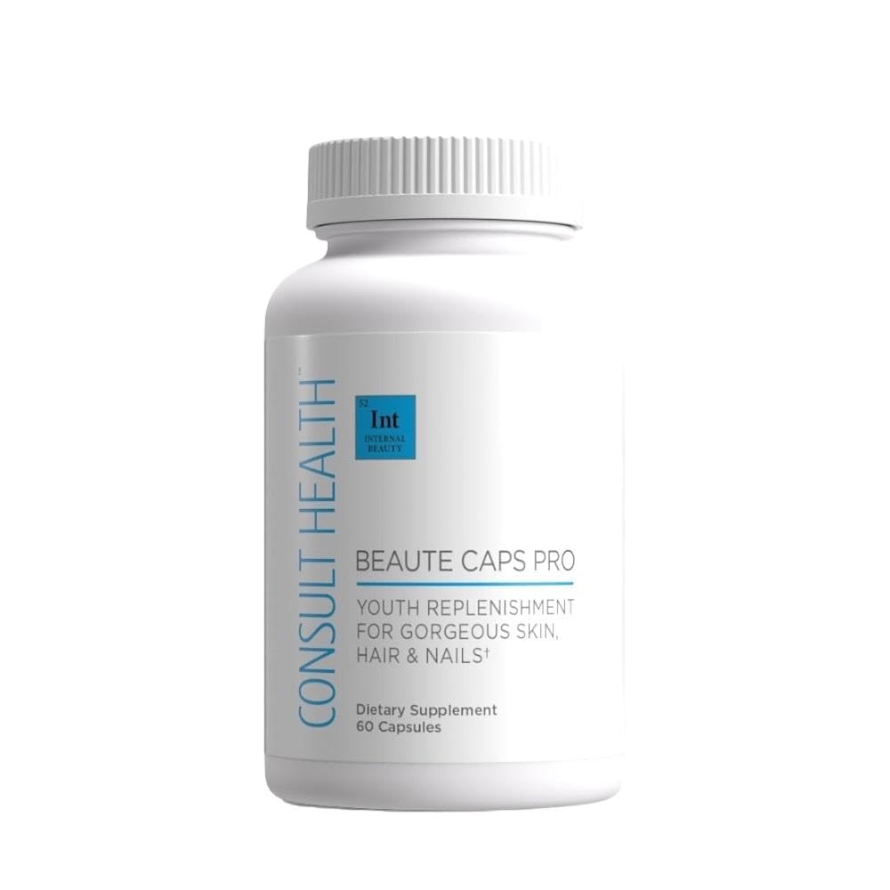 Consult Health Beaute Caps PRO, Biotin 10,500 mcg, Clinically Tested Supplement with Collagen & MSM, Supports Healthy Hair Growth, Skin and Nails, USA Made, 60 Capsules