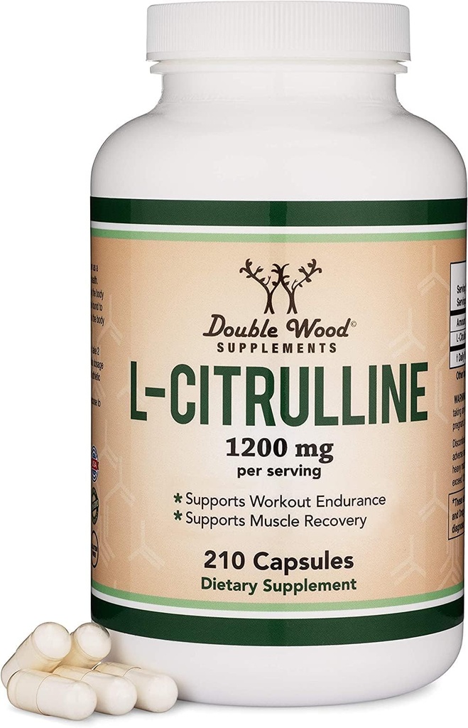 L Citrulline Capsules - 99% Tested Purity - 1,200mg Per Serving (Nitric Oxide Booster) for Muscle Recovery and Muscle Pump, 210 Count by Double Wood