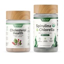 Snap Supplements Cholesterol Health + Organic Spirulina and Chlorella Bundle, 60 + 120 Vegetarian Capsules