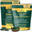 Biogenesis Australian Superfood Bundle – Organic Chlorella Mini Tablets (1000 Count) & SuperGreens Plus Powder (300g) | Contains Spirulina, Wheatgrass & Barley Grass | Daily Greens for Energy, Detox &