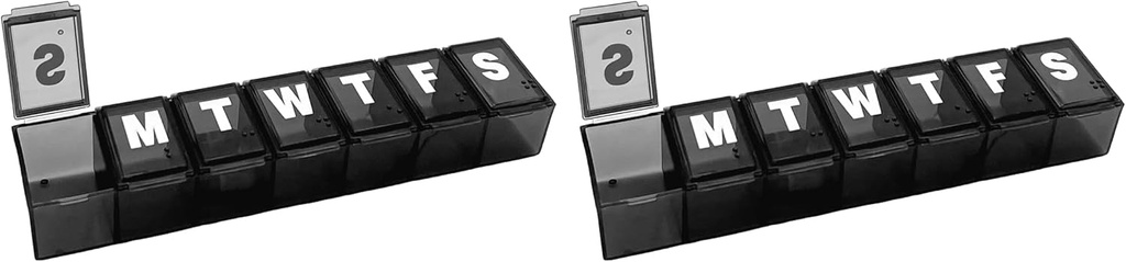 Basic Care Weekly (7-Day) Pill Organizer, Vitamin planlaşdırıcı, və Tibb Box, Orta müqavilələr, Black (Böyük 2)