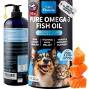 Fish Oil for Dogs and Cats – Omega 3 Salmon Oil for Skin, Coat & Joints | Liquid omega 3 fish oil supplement for dogs and cats supports joint, heart, skin, coat, mobility, itchy skin & shedding