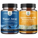 Bundle of Water Away Herbal Diuretic Pills High Strength with Dandelion Leaf Extract & Green Tea for Bloating Relief and Pure Quercetin with Bromelain Supplement for Immune Aid - High Potent 500mg