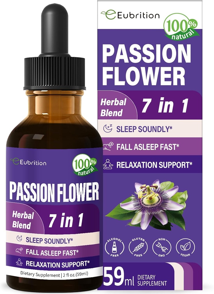 Passion Flower Liquid drops for sleep Support, Natural Herbal Formula with Valerian Root Chamomile Extract Support sleep Soundly &quot; restation. High Bioavailability supplement.2oz