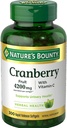 Natures Bounty Cranberry Fruit 4200mg with Vitamin C, Herbal Supplement, Supports Urinary Health, 300 Rapid Release Softgels