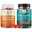 Bundle of Potent Vitamin B6 Gummies for Adults - Vitamin B Complex Supplements for Nervous System and Liver Support NAC Supplement with Milk Thistle for Liver Cleanse Detox & Repair N Acetyl Cysteine