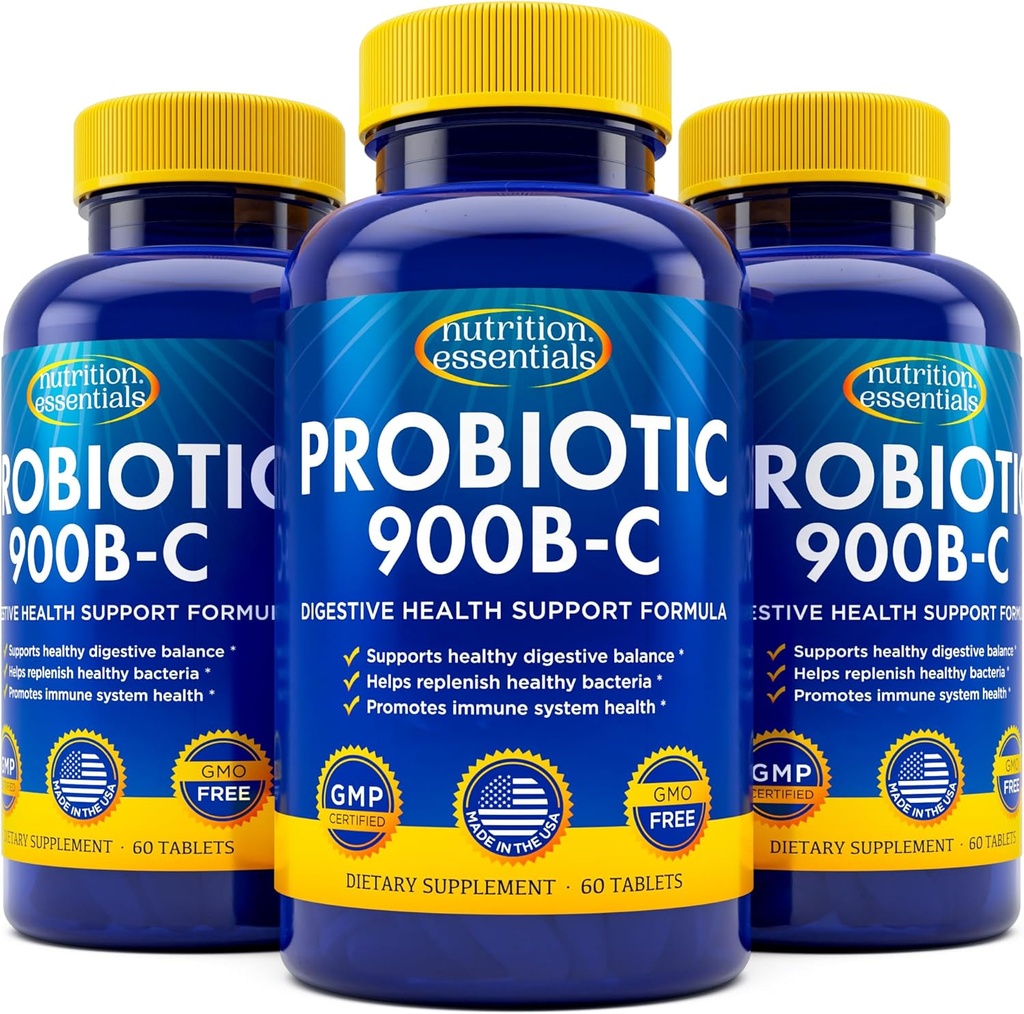 Nutriations Essencials probiòtics per a dones i homes amb la natural Lacttase Enzyme i Prebiòtics per a Salut Digal - 80 per cent + Forter suplementari per a la implementació de Gut Salut - 3 comtes de 60 taules