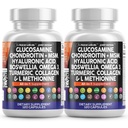 Clean Nutraceuticals Glucosamine Chondroitin MSM 1500mg with Turmeric Curcumin, Collagen, Hyaluronic Acid, Omega 3 – Joint Health Supplement for Men & Women (120 Count (Pack of 2))