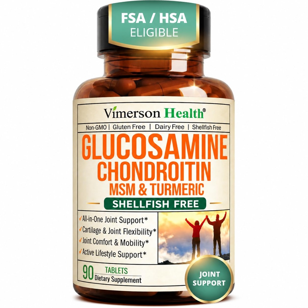 Glucosamine Chondroitin MSM – Joint Support Supplement for Women and Men with Glucosamine Sulfate 1500 mg, Chondroitin and MSM – for Cartilage, Joint Health and Flexibility – 90 Tablets