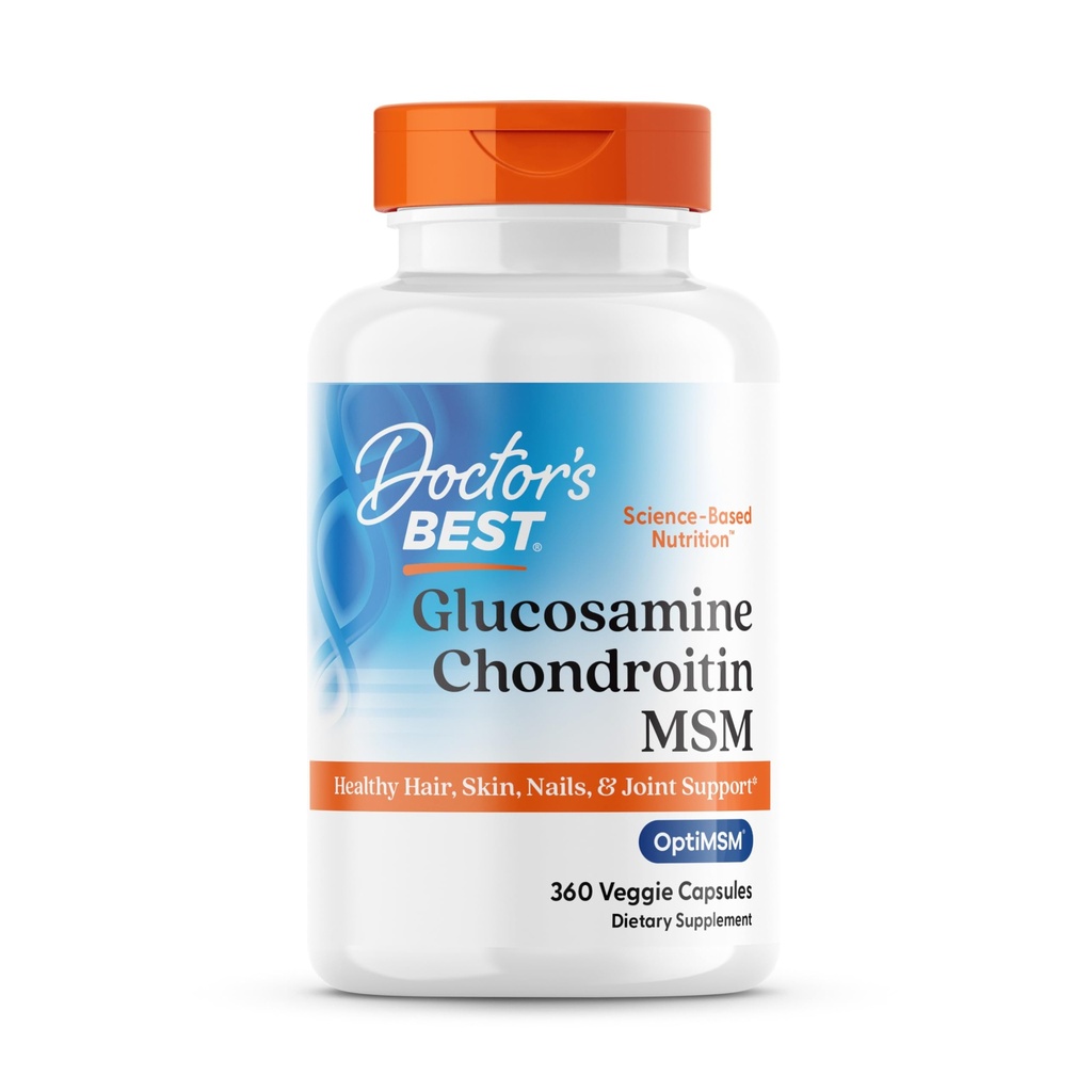 Doctor's Best Glucosamine Chondroitin Msm with OptiMSM Capsules, Joint Support Supplement Supports Healthy Joint Structure, Function & Comfort, Non-GMO, Gluten Free, Soy Free, 360 Count