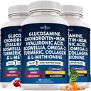 Glucosamine Chondroitin, MSM, Turmeric Curcumin, Collagen, Hyaluronic Acid, Omega 3 – Health Supplement for Men & Women – 360 Count