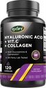 Oxify Hyaluronic Acid with Glucosamine, Chondroitin, Collagen, Vitamin C - 1410 mg per Serving - 120 Capsules | Gluten-Free, Non-GMO | Supplement Made in USA
