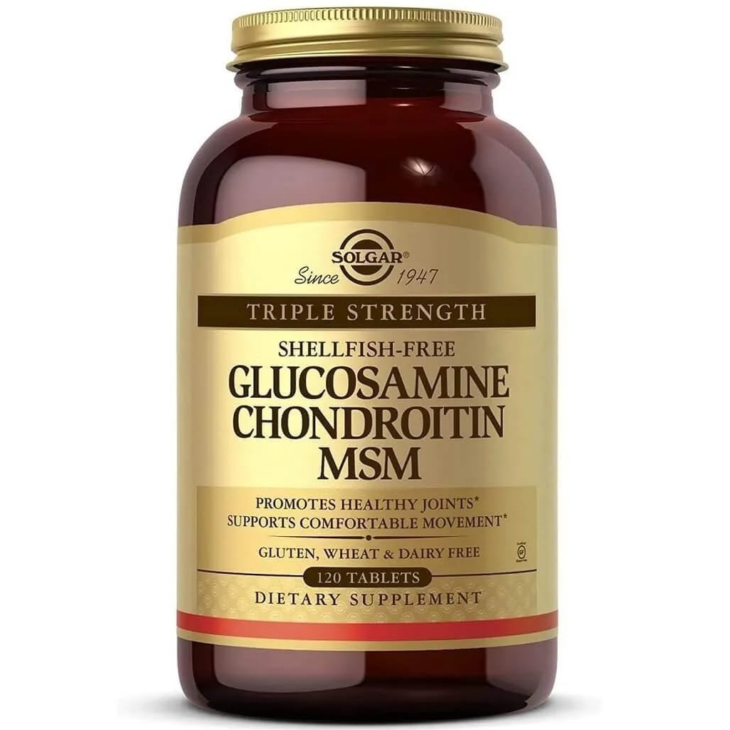 Solgar Triple Strength Glucosamine Chondroitin MSM, 120 Tablets - Promotes Healthy Joints, Supports Comfortable Movement - Shellfish Free - Gluten Free, Dairy Free - 60 Servings