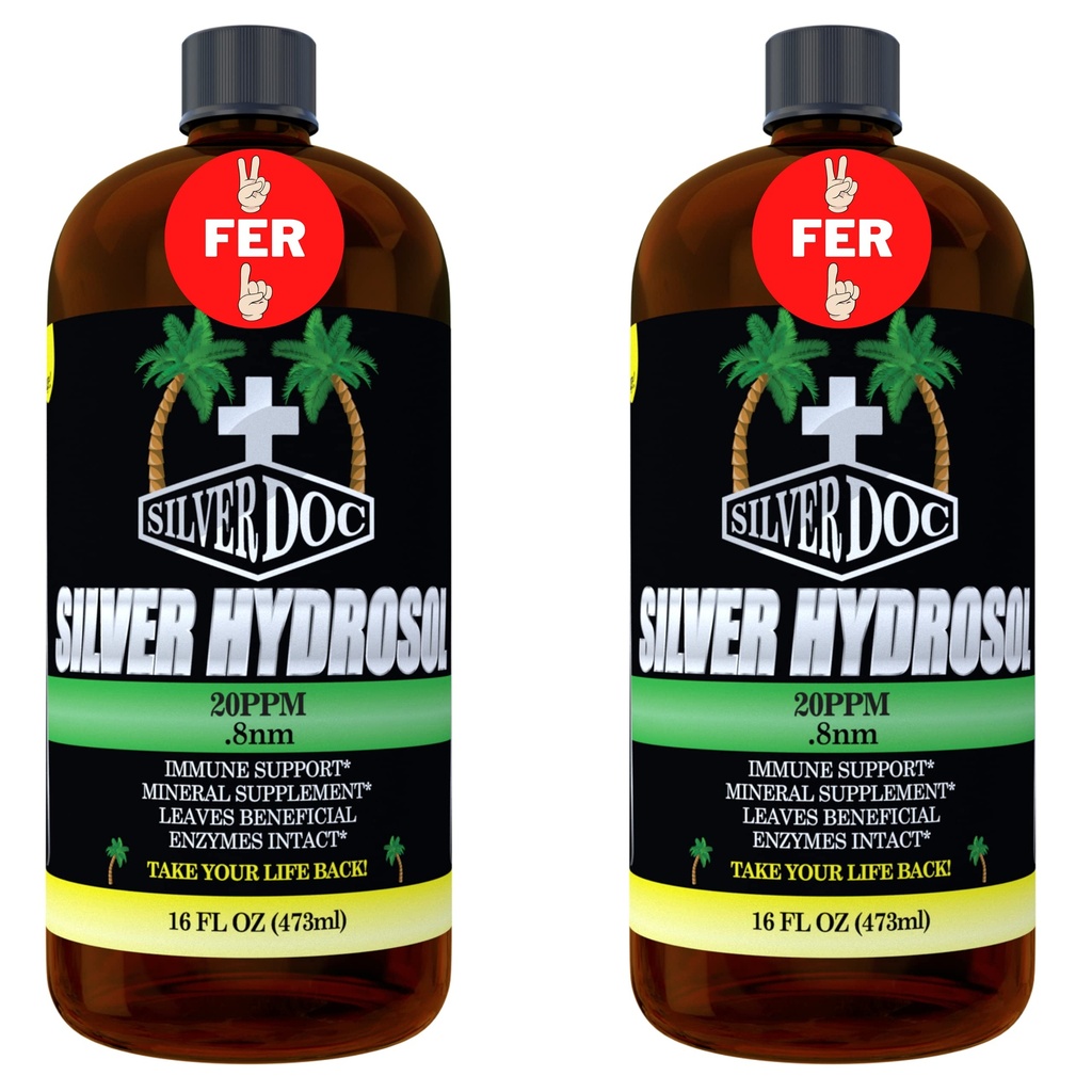 32 oz Total, Silver Doc Silver Hydrosol Mineral Supplement, Natural Alternative and Immune Support, Positively Charged 99% Bio-Available Colloidal Molecules Seek Out Unwanted Visitors