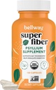 Bellway Super Fiber Capsule - USDA Organic Psyllium Husk Capsule - Daily Psyllium Husk Fiber Supplemento per la salute e la regolarità digestiva - Plant Based, Non-GMO, Kosher - 160 Capsule