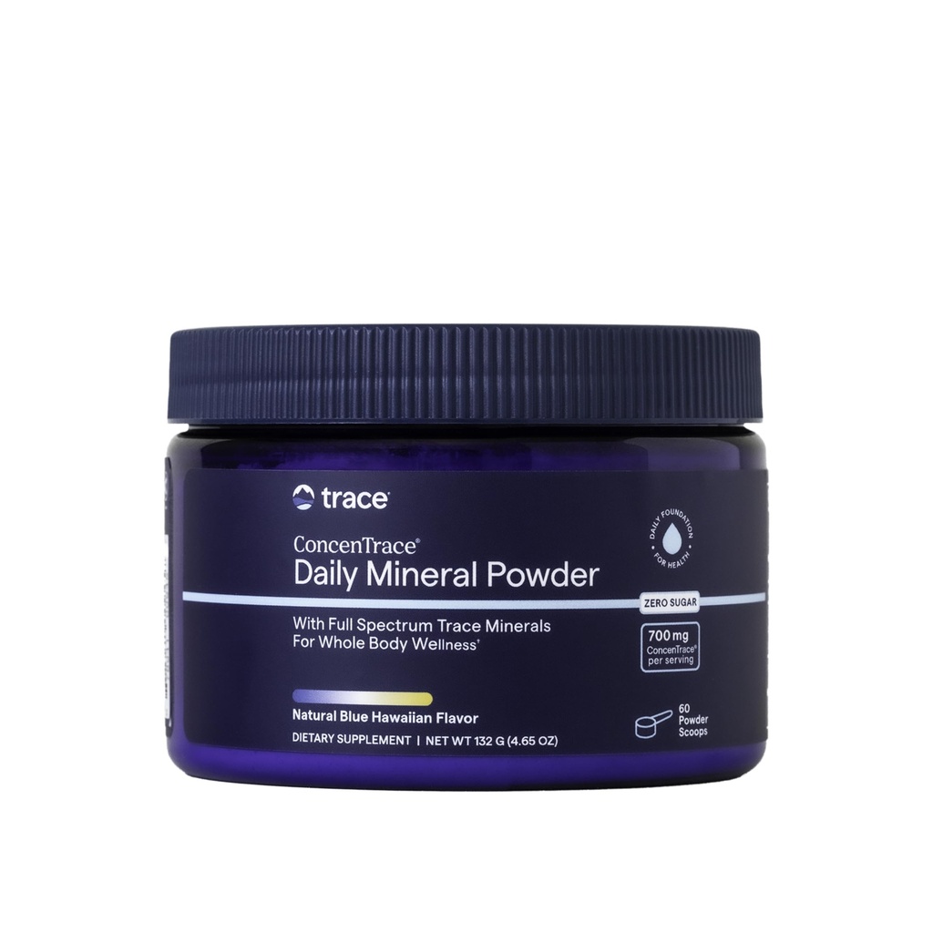 Trace Minerals ConcenTrace Daily Mineral Powder - Blue Hawaiian Flavor - Supports Energy, Digestion & Bone Health - Multimineral Supplement with Magnesium, Chloride & Potassium - 60 Servings