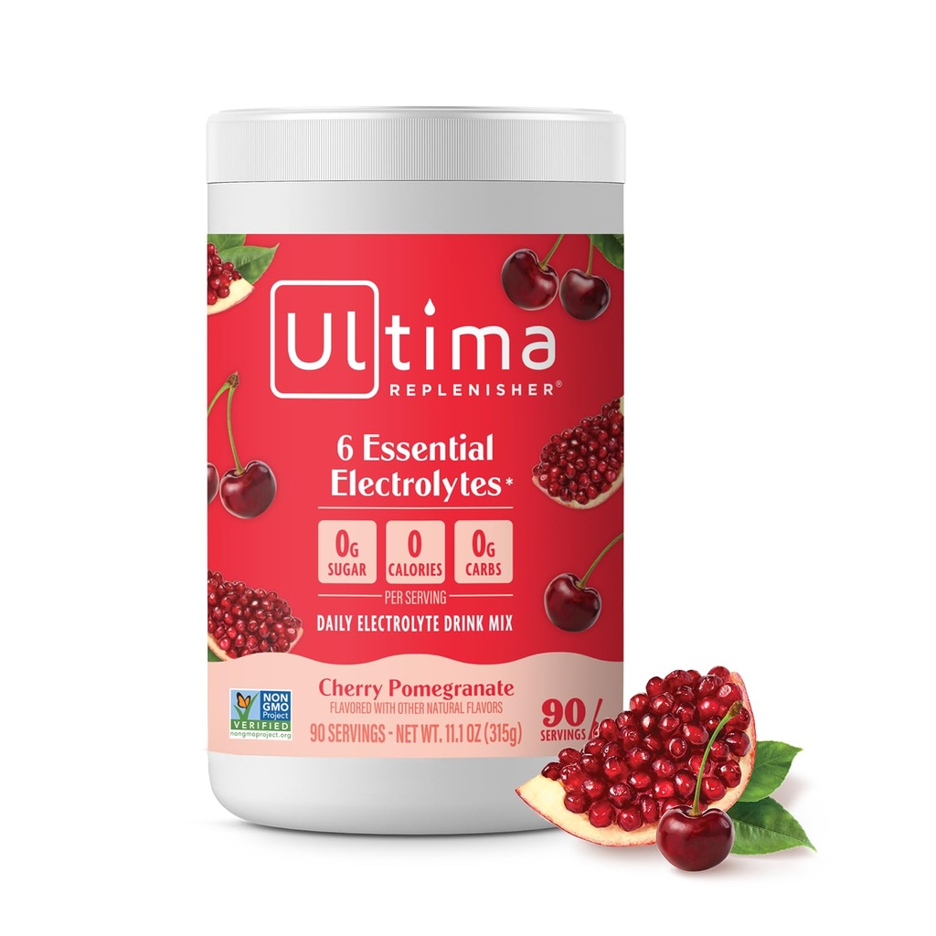 Ultima Replenisher Daily Electrolyte Powder Drink Mix – Sugar Free – Cherry Pomegranate, 90 Portionen – Hydration Powder mit 6 Elektrolyten & Minerals – Keto Friendly, Vegan, Non-GMO