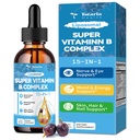 15-in-1 Liposomal Vitamin B Complex Pro, Sugar-free B Complex Drops with B1, B2, B3 Niacinamide, Choline, B5, B6, B7 Biotin, Inositol, Folate, B12, Zinc, Lutein, Zeaxanthin, Taurine & Vit. C, 2 fl oz