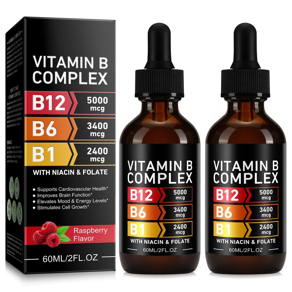Frovetani 2PCS Organic Vitamin B Complex,B Complex Vitamins for Women, Vitamin B Complex Liquid, Vitamin B12 Methylcobalamin,Vitamin b6,B1,B9 for Metabolic Health Support, Vegan, Non-GMO, Gluten Free