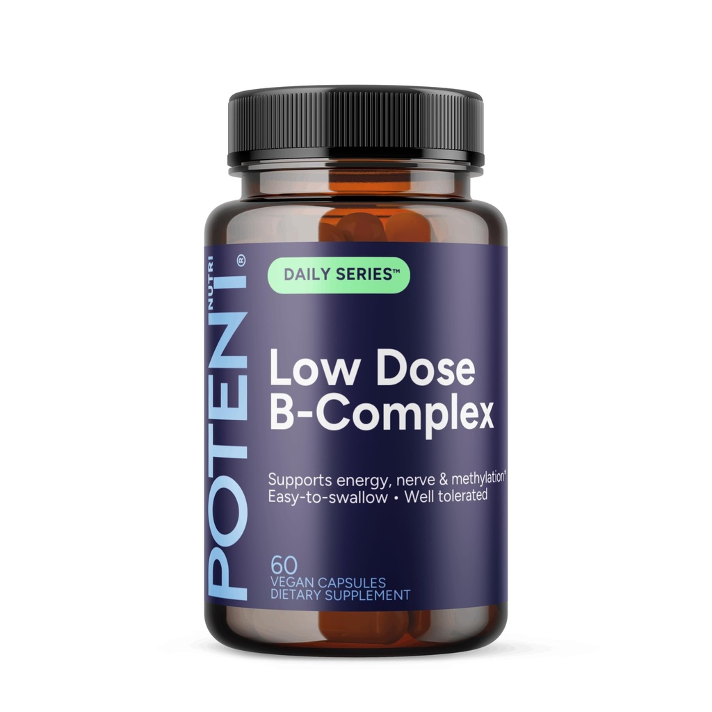 Low Dose B-Complex - 60 Capsules - Complete Daily Support - Well Tolerated, Easy to Swallow - Supports Energy & Wellness