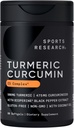 Sportforschung Kurkuma C3 Complex 500 mg, Enhanced & Black Pepper und Bio Kokosöl für bessere Absorption; Non-GMO und Glutenfrei - Standardisierte 95% Curcuminoide (60 Count Softgels)