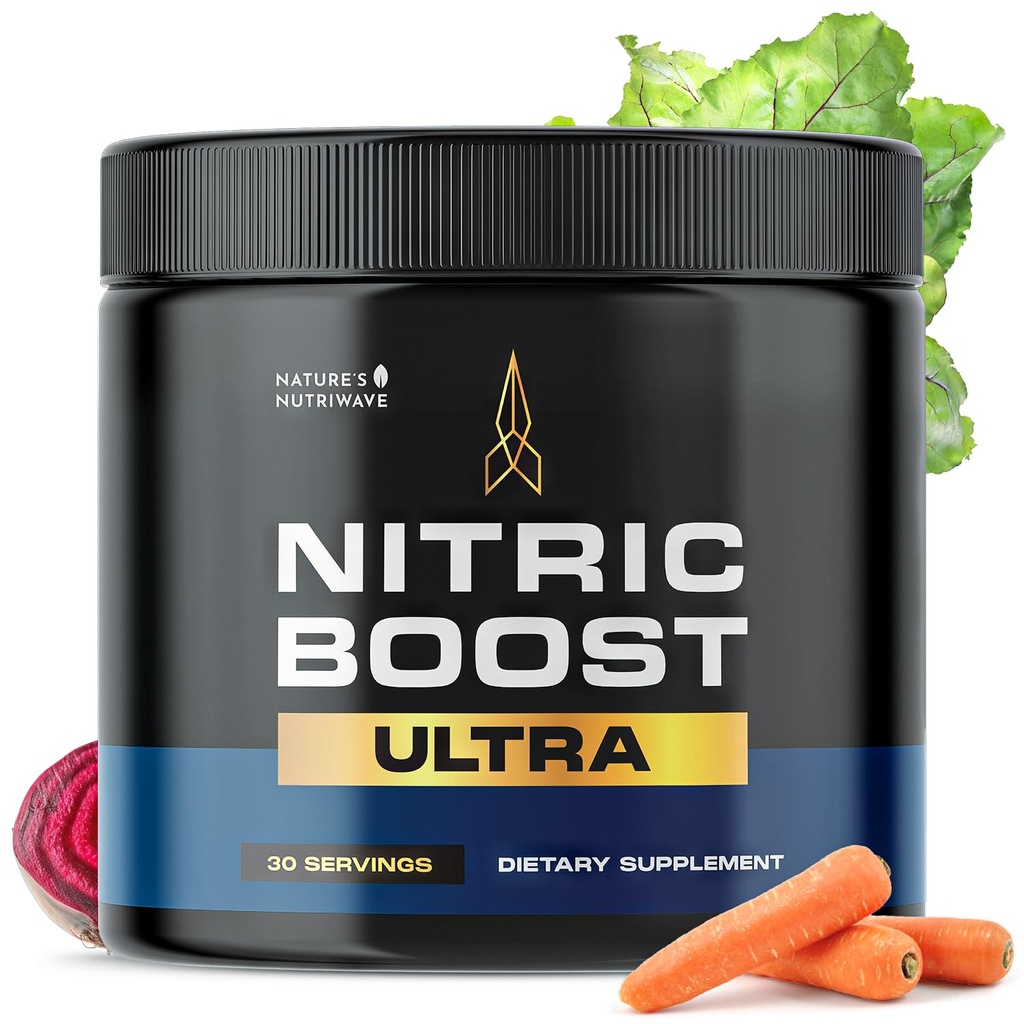 Nitric Boost Ultra Powder – GMP-Certified – 30 Servings, 1 Month Supply | Botanical powder, non-habit forming | Non-GMO, GMP-Certified, Made in USA | Mixes into water, daily scoop