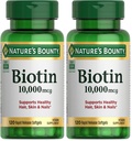 Nature's Bounty Biotin Hair Skin and Nails Vitamins, Supports Healthy Hair, Skin and Nails, 10,000 mcg, 120 Softgels (Pack of 2)