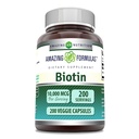 Amazing Formulas Biotin 10,000 Mcg Supplement | 200 Veggie Capsules | Non-GMO | Gluten-Free | Made in USA | Suitable for Vegetarians