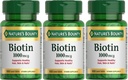 Nature's Bounty Biotin 1000 mcg Tablets, Strawberry, 100 Count, Pack of 3
