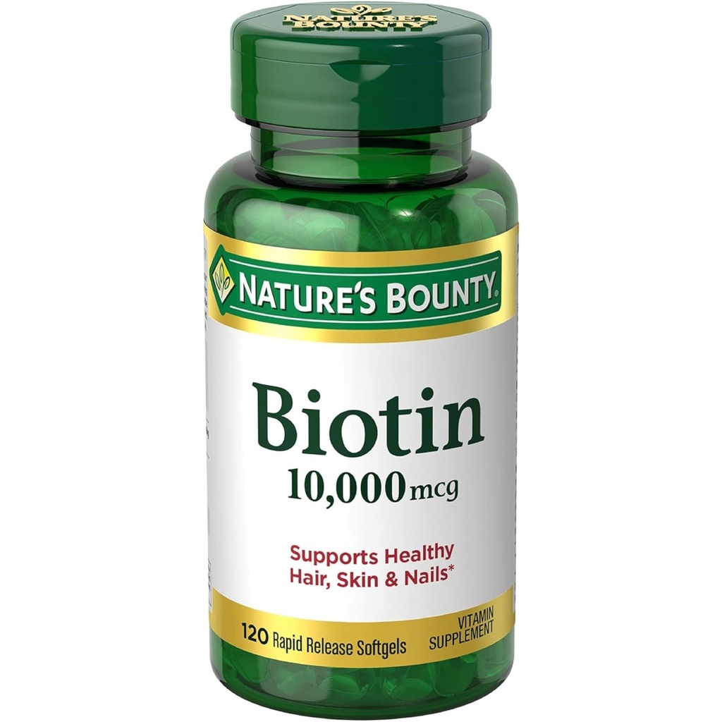 Nature's Bounty Biotin 10000 mcg, Supports Healthy Hair - Skin and Nails - Rapid Release Softgels - 120 Ct
