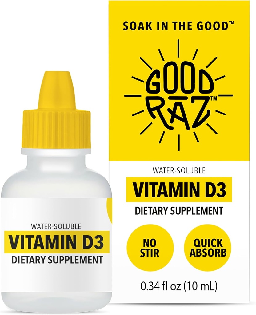 Vitamina D3 Caídas para Adultos Suministro de 4 meses – Vitamina Líquida Soluble D, No GMO, Suplemento Kosher – Fácil de Absorb, No Stir, Líquido D3 sin sabor para Alimentos o Bebidas