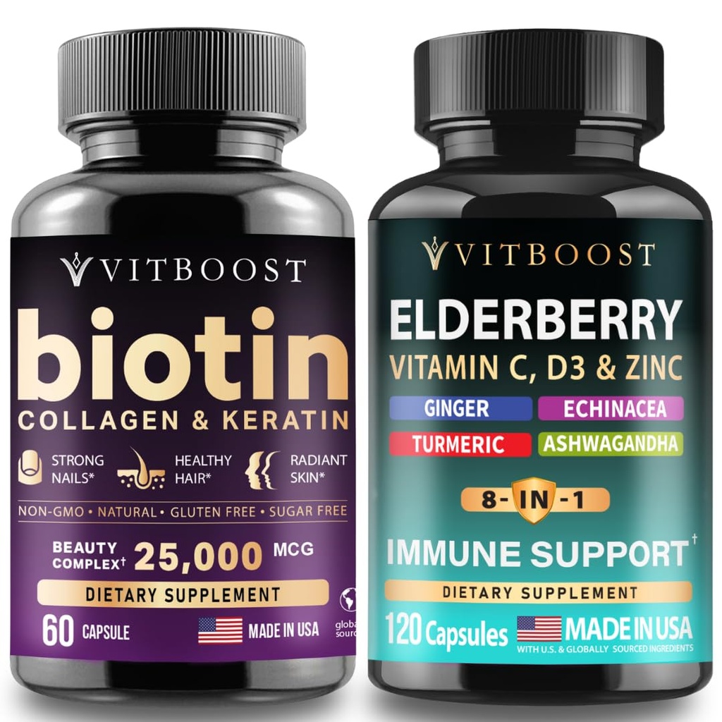 VITBOOST Biotin Collagen Keratin with Immune Support – Hair, Skin, Nails & Immune Support