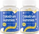 Szarvasmarha Colostrum Supplement Gumies - 60% legmagasabb IgG, Lactoferrin, probiotikumok és prebiotikumok felnőttek és gyerekek, Vanilla Flavor & Sugar Free, 2 Pack