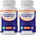 Vitamatic Salivarius Complex 10 Billion Chewable Mint Flavored Tablet - 60 Count - Oral Health Chewable Probiotics + Prebiotics - Supports Healthy Teeth, Gums, & Better Breath-2 Pack